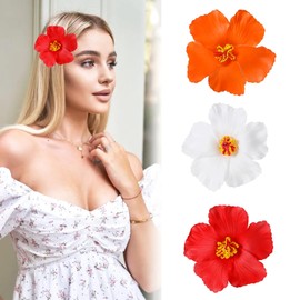 Pack of 3 Hawaiian Flower Hair Clips, Plumeria Hibiscus Hair Clips, Cute Flower Hair Clip, Non-Slip Hair Clip, Flower, Artificial Flower Clips, Women Flower Clip, for Wedding, Holiday, Beach Party