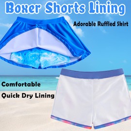 swimsobo Bathing Suits for Size 7 Girls Colorful Leopard Rash Guard Long Sleeve Swimsuits 2 Pieces Swimwear Swimming Skirt