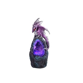 ICE ARMOR 6.75" H Purple Dragon with LED Blue/Purple Crystal Stone Statue Fantasy Decoration Figurine