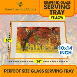 GAC Rectangular Tempered Glass Serving Tray on Glass Ball-10x14 Inch Colored Platter-Break and Chip Resistant Serving Tray for Dining & Parties