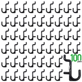 Colorstorm Pegboard Hooks Kit Pegboard J Hook Assortment 100PK Black Peg Hooks