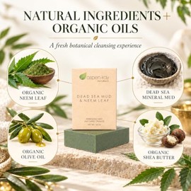 Dead Sea Mud and Neem Soap - 100 Natural and Organic Soap - Loaded with Organic Skin Loving Oils, Organic Neem, Dead Sea Mud and Pure Essential Oils. 
