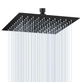 Cabezal de ducha de lluvia negro mate de 10 pulgadas, acero inoxidable 304, diseño ultrafino, moderno y cuadrado de baño con cobertura completa
