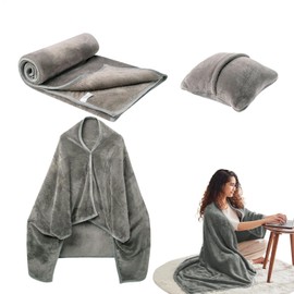 Blanket Pillow Combo | Travel Compact Pillow Throw Combo - Flannel Travel Blanket, Warm Traveling Plane Blanket for Travel