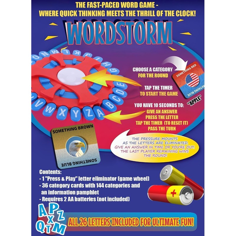 26 Letters Word Games, 1 Cards with 144 Categories Think