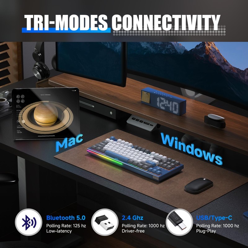 KEMOVE K87 Wireless TKL Mechanical Gaming Keyboard, Hot-swappable, RGB Backlit,