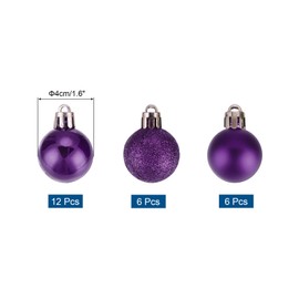 sourcing map Christmas Ball Ornaments Christmas Tree Decorations Balls Purple Baubles 1.6"/4CM for Party Decoration Wedding Holiday Christmas Decor 24Pcs