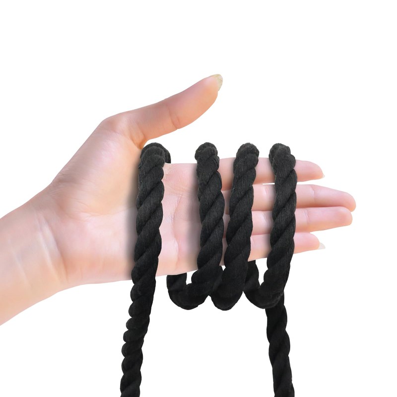 Black Cotton Rope (1/2 in x 100 ft) Soft Cotton