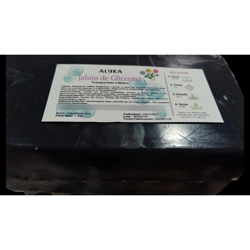 1 Kg Jabón De Glicerina Carbón Activado Con Extracto Menta