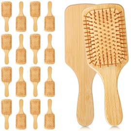 Molain 12 Pcs Bamboo Hair Brush, Bulk Wooden Paddle Brush for Women Round-tipped Bamboo Bristles, Detangling Brushes Lightweight Scalp Massage Anti Static for Women Men (9.84'' × 3.4'')