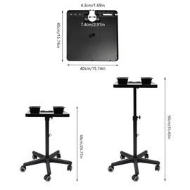 HAPPCUCOE Salon Tray Cart,Rolling Salon Tray Adjustable Height,Salon Tray On Wheels,Hair Stylist Instrument Tray for Beauty Salons,Barber Stores, Hair Salons,Black