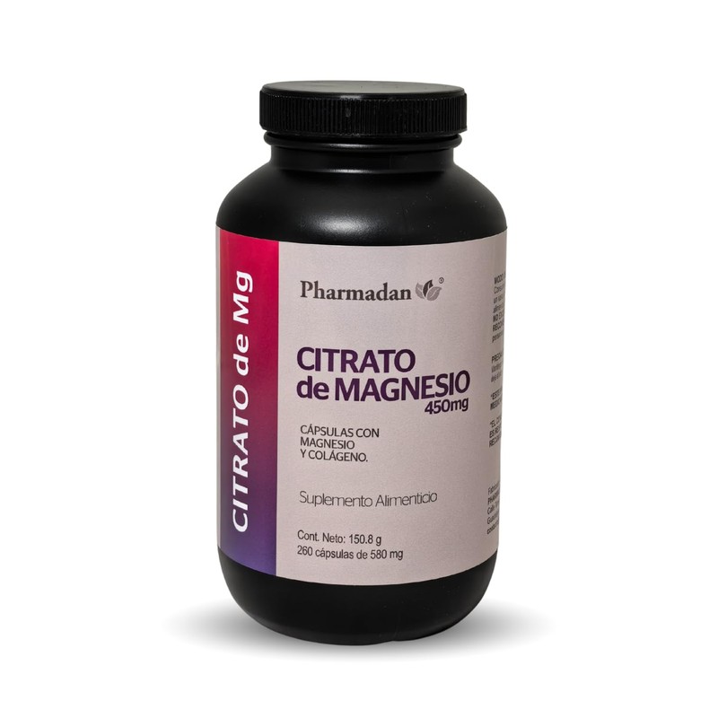 Citrato de Magnesio, 260cápsulas de 450mg de Citrato de Magnesio