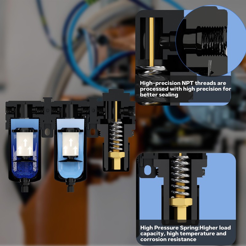 NEWPO 3/8'' NPT Air Drying System,Double Compressed Air Regulator with