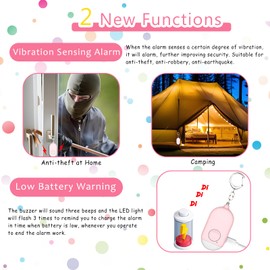 Hion 130dB Personal Safety Alarm for Women Upgraded Vibration Sensor, 2 Pack Rechargeable Self Defense Alarm Keychain with LED Flashlight, Emergency Safe Alarm for Children Elderly College Girls Men