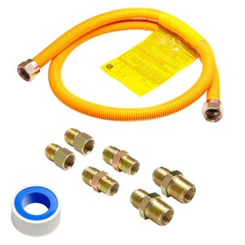 Roastove 48" Flexible Yellow Coated Gas Line Connector Kit for Stove, Dryer, Gas Water Heater, Furnace,5/8 in.OD(1/2 in. ID）Flexible Gas Line with Connector 1/2" FIP &1/2"MIP & 3/4"MIP Fitting