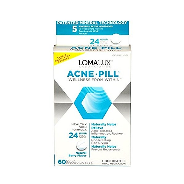 Lomalux Acne Pill, 60 Quick Dissolving Pills Each (Pack of 2)