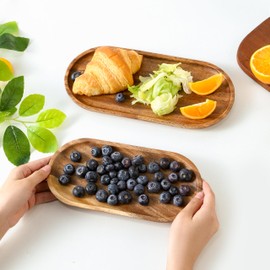 Bamxzoo Premium Quality Dining Walnut Oval Serving Plate Set of 2(10", 12")-100% Natural Durable Wood Platter for Coffee Table-Transform Your Dining Room with Stylish Plates