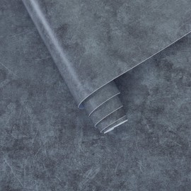 3yecao 16"×118" Air-guide Design Extra Thick Blue Grey Concrete Wallpaper Peel and Stick Glossy Textured Dark Grey Concrete Contact Paper Vinyl Wrap Waterproof Gray Cement Wall Sticker for Countertops