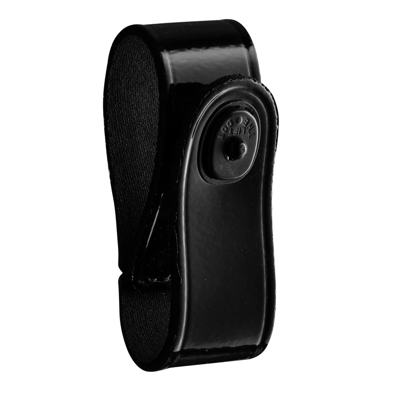 Handcuff Strap Black Leather High Gloss with Black Safety Snap