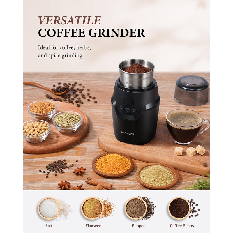 SHARDOR Adjustable Coffee Grinder Electric, Super Silent Electric Coffee Bean