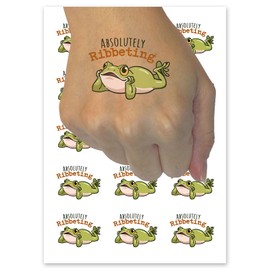 Absolutely Ribbeting Frog Funny Pun Compliment Temporary Tattoo Water Resistant Fake Body Art Set Collection - 15 2" Tattoos (1 Sheet)