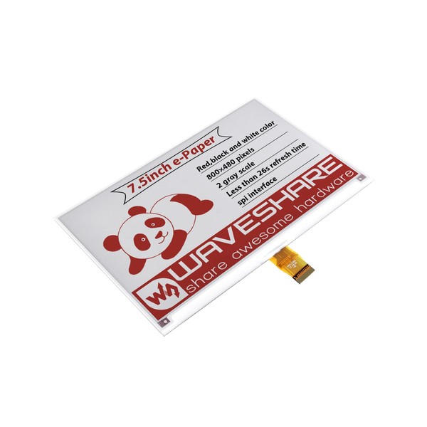 Waveshare 7.5inch E-Paper (B) E-Ink Raw Display 800×480 Pixels Red/Black/White