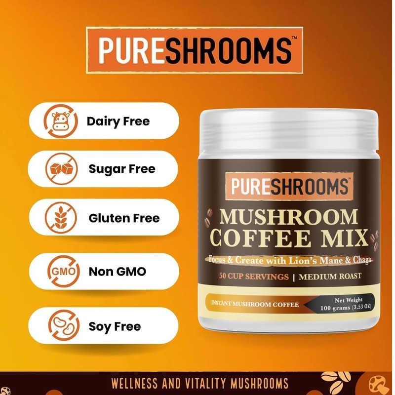 Focus & Create Adaptogenic Instant Mushroom Coffee – 50‑Serve Pack