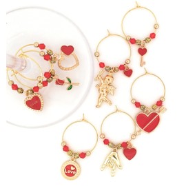 Valentine's Day Wine Charms, Valentine's Day Gifts, Heart Wine Charms, Unique Valentine's Day Party Favors, Valentine's Day Glass Tag Identifier - 8 wine charms