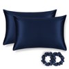 ALASKA BEAR Silk Pillowcase for Hair and Skin, Set of 2 Pure Genuine 22 Momme Mulberry Silk Pillow Cases Queen Size for Bliss Sleep Better Than Poly Satin, Zipper Closure(2pc, Navy)