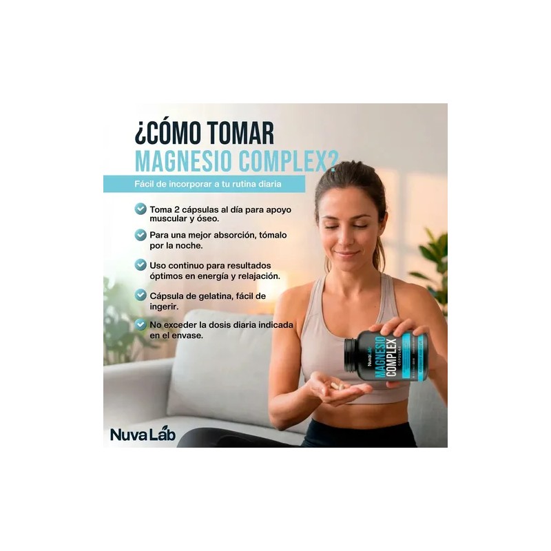 Magnesio Complex Con 4 Magnesios 610 Mg 180 Capsulas Nuvalab