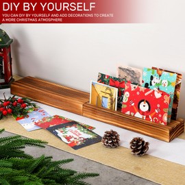 Cinnvoice 2 Pcs christmas card holder display 12 Inch Wood Christmas Card Display and Organizer for Greeting Cards Photos Farmhouse Wooden Xmas Decorations Centerpiece for Table Shelf Desk Mantel