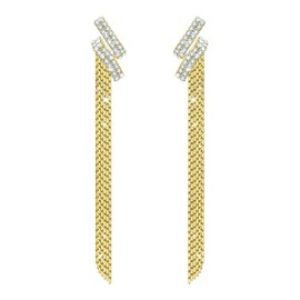 KristLand Retro 925 Sterling Silver Earrings Tassel Long Dangle Stud Earrings with White Gold Plated Wedding Bridal Jewellery Women's Jewellery, Sterling Silver, Cubic Zirconia