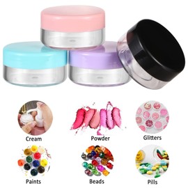 10 Gram 8 pcs Lip Balm Containers Small Plastic Containers Cosmetic Containers Sample Jars Cosmetic Jars Makeup Sample Containers for Lip Balms Lotion Powder Beauty Products