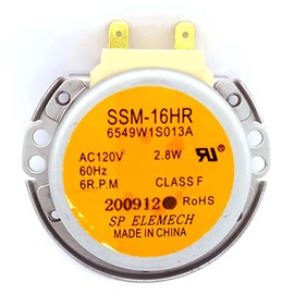 [What's Up?] 6549W1S013A Motor 6549W1S013A (=6549W1S013K) New OEM Produced for LG Microwave Turntable Motor Replacement Part - SSM-16HR 120V 6 RPM 2.8W Plastic 3/8" Half Moon Shaft (D Shaped)
