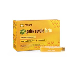 Medex Biologisches Gelée Royale FORTE, extra stark mit 1500 mg Gelée Royale, Flüssigkeit in Ampullen, leicht zu öffnen, mit natürlichem Vitamin C, aus biologischem Anbau 10 x 9 ml