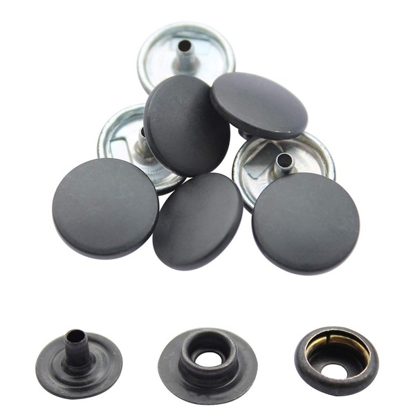 WedDecor Matte Black 15mm Press Studs Heavy Duty Metal Nickle