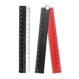 sourcing map Folding and Straight Ruler Kit 30/15cm Metric Aluminum Alloy Plastic Protractor Foldable Angle Ruler for Home Classroom Office, Black-Red