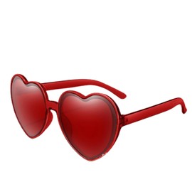 qinqilanqi-S Women's Heart Shaped Sunglasses Pink Retro Sunglasses Festival Glasses Party Costume Accessories, red