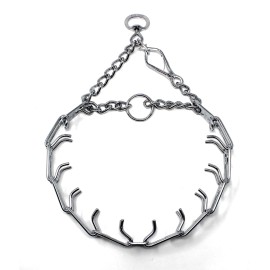 Herm Sprenger 22 Inch Chrome Plated Steel Prong Dog Collar Quick Release Snap