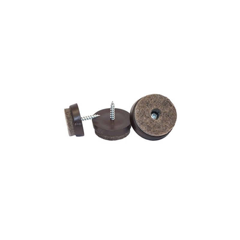 haggiy Felt Glides for Screws, Plastic Base, Brown, Round, 30