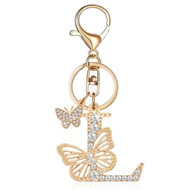 ENSTAB Key Fob Women's Letter Butterfly Key Pendant Key Ring Letter Girls School Gift for Girls Ladies, Butterfly-L, Unit size