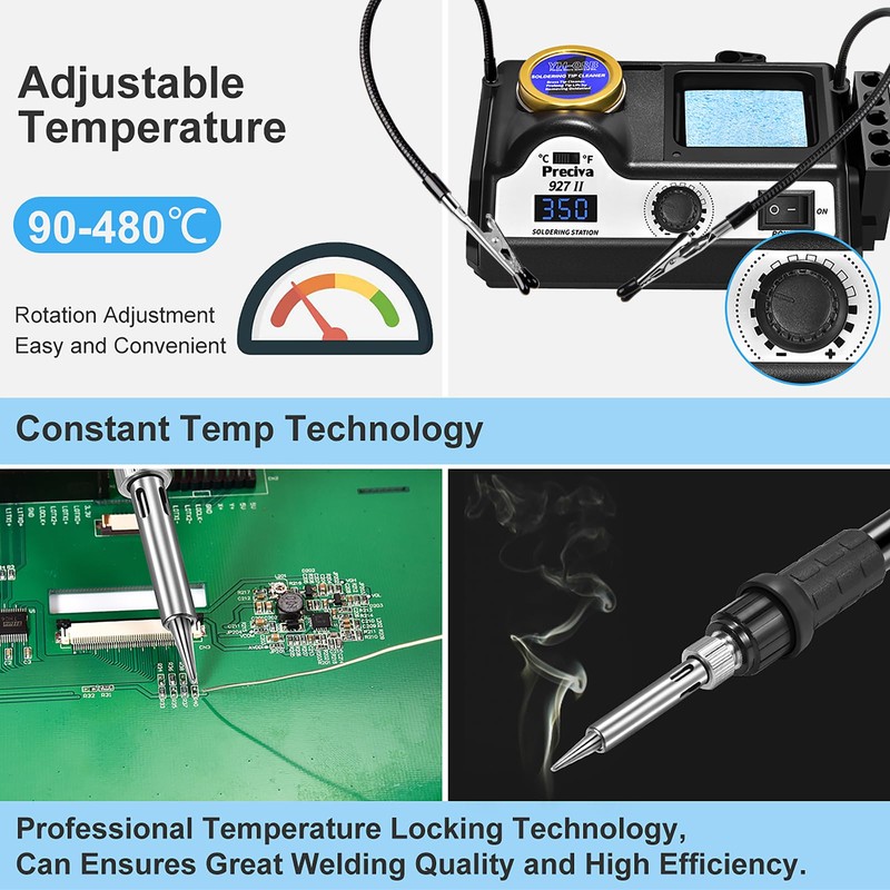 Preciva 927II Digital Soldering Station Kit, 60W High Power with