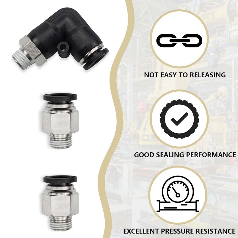 Bwintech 10 Pcs 10mm Tube to 1/8" Male BSP Thread