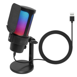 USB Condenser Microphone, Gaming Microphone, PC Microphone, RGB Lighting, Touch Type Mute, Streaming, Podcast, Noise Reduction, Unidirectional Recording, Pop Filter, Plug & Play with Microphone Stand,