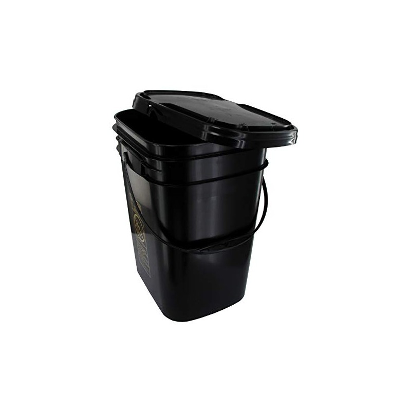 5.3 Gallon Black Rectangular Bucket/Pail with Hinged Snap Lid