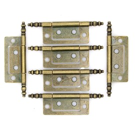 6 PCs Vintage Antique Brass Flap Hinges with for Wooden Boxes Jewelry Cases Cabinet Cupboard, Medium Size, Plate Length 2-in (51 mm)