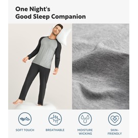 DAVID ARCHY Men's Pyjamas Sets, Cotton Mens Pjs Nightwear Loungewear Set, Comfortable Round Neck Sleepwear Set