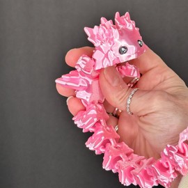 3D Printed Articulated Axolotl Dragon Figurine - Color: Shiny Silk Pink, Size: Large - 17.5 inches NO EGG