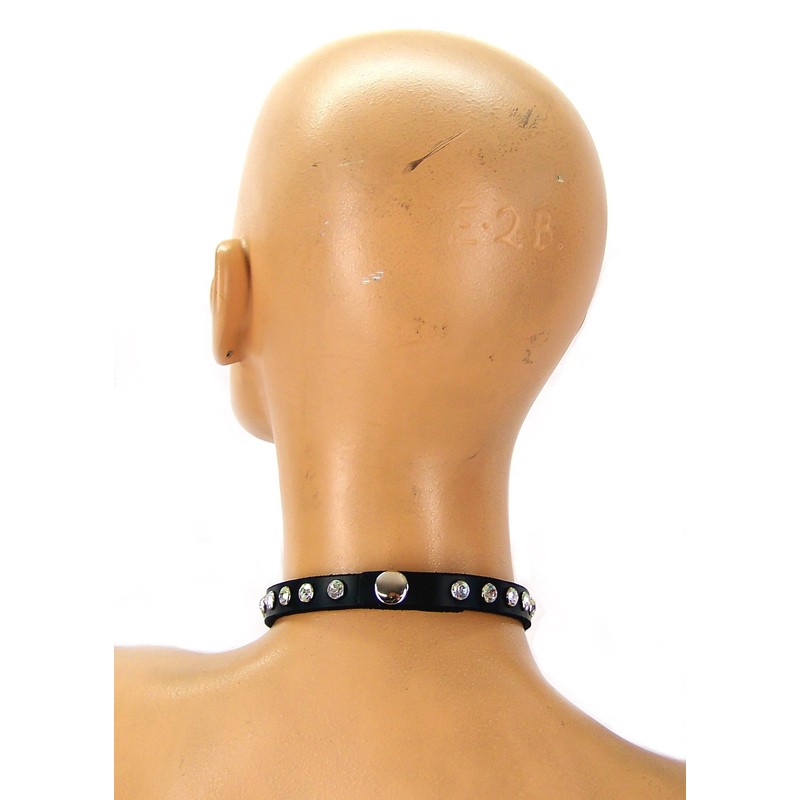 Leather Rhinestone Choker (Large)