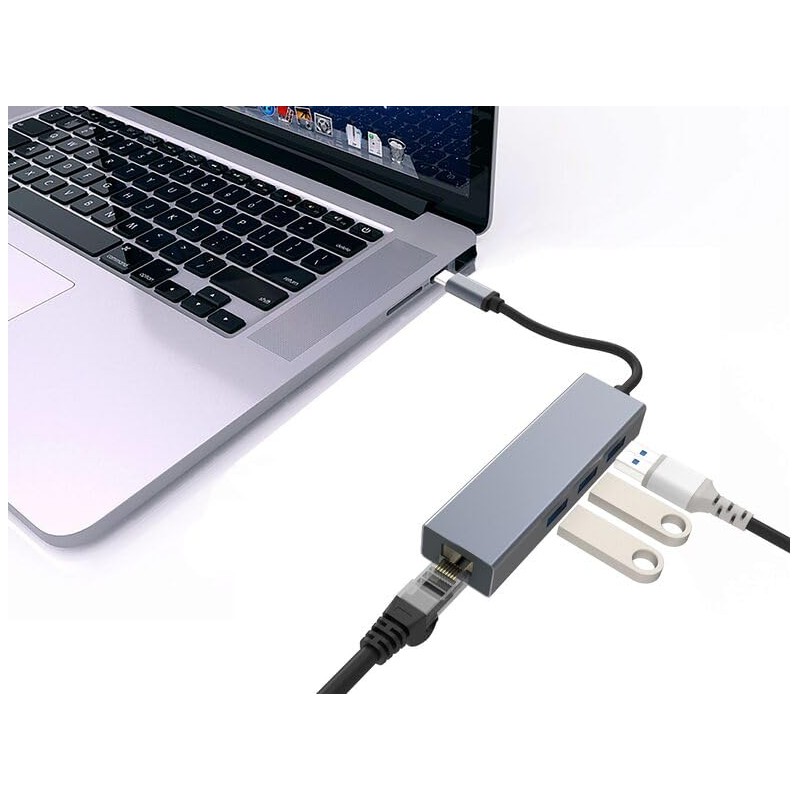 Networx USB-C Hub, USB-C to 3 x USB 3.0/Ethernet, Space